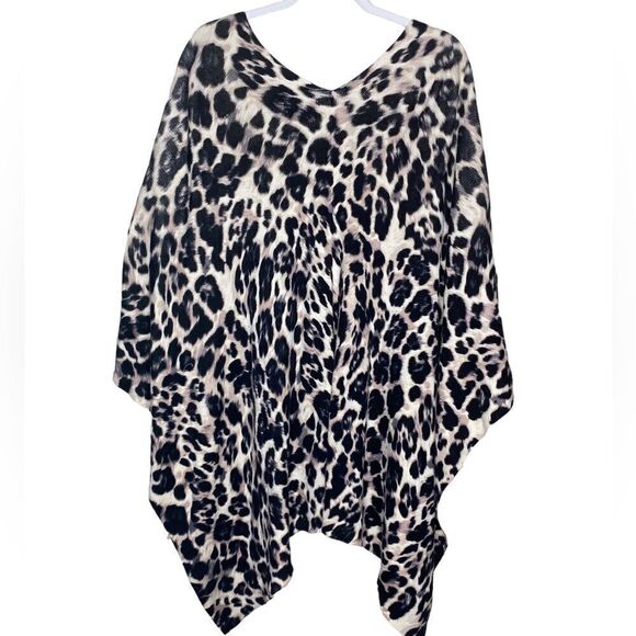 Dana Buchman Wm’s Sz Sm Med Leopard Toggle Edgy Draped Sweater Poncho - Picture 4 of 6